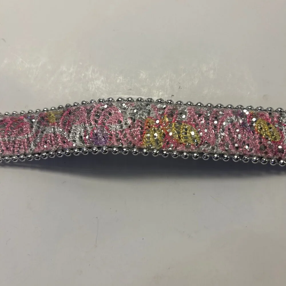 Pink Glitter Belt w/ Silver Beaded Trim for Girls 31”